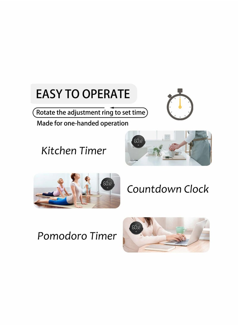 Kitchen Timer for Cooking, Digital Timer for Countdown up with Holder Legible and Bright Display Magnetic Timer with Loud & Adjustable Alarm (Black)