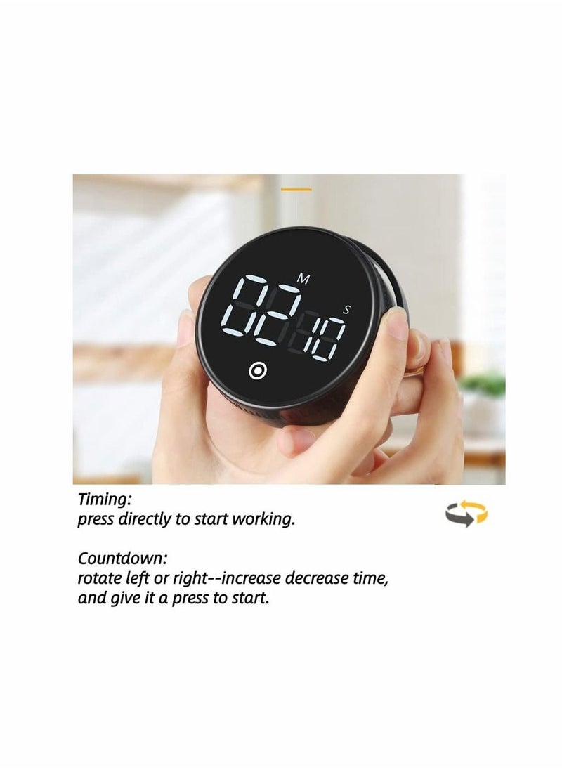 Kitchen Timer for Cooking, Digital Timer for Countdown up with Holder Legible and Bright Display Magnetic Timer with Loud & Adjustable Alarm (Black)