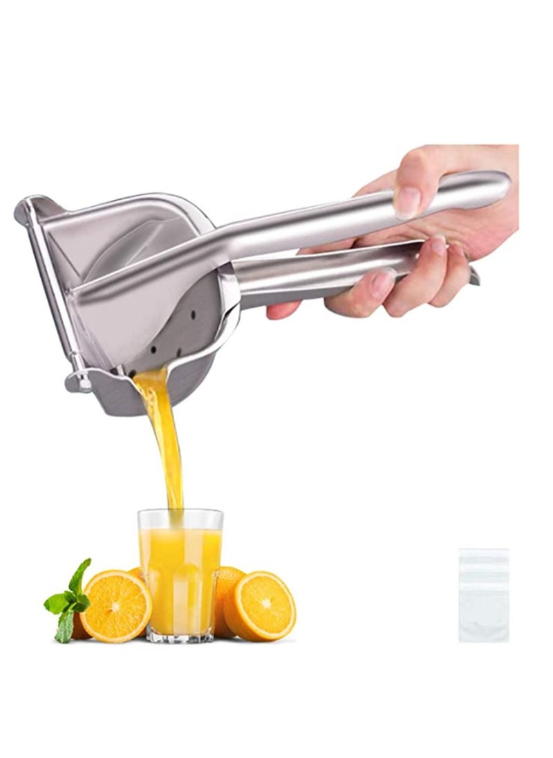 Kitchen Manual Juicers and 50 Pcs Filter Bags, Lemon Fruit Squeezer Citrus Juicer Hand Press Heavy Duty Squeeze, Stainless Steel Juicer Extractor Tool for Pomegranate Watermelon Grape Fruit