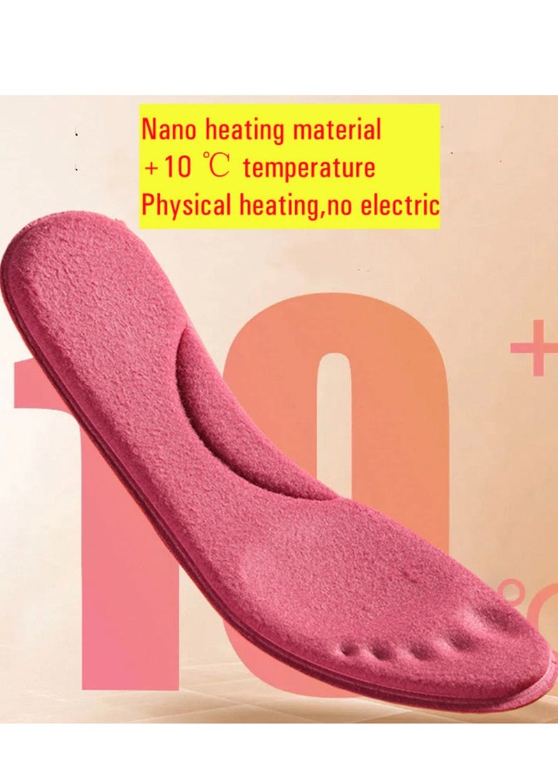 Self-Heating Insoles, Feet Warm Memory Foam Arch Support Insoles Winter Sports Shoes Self-heating Shoe Pads, for Trainers, Sports, Warm Health Gift Women and Men (Pink, 39-40)