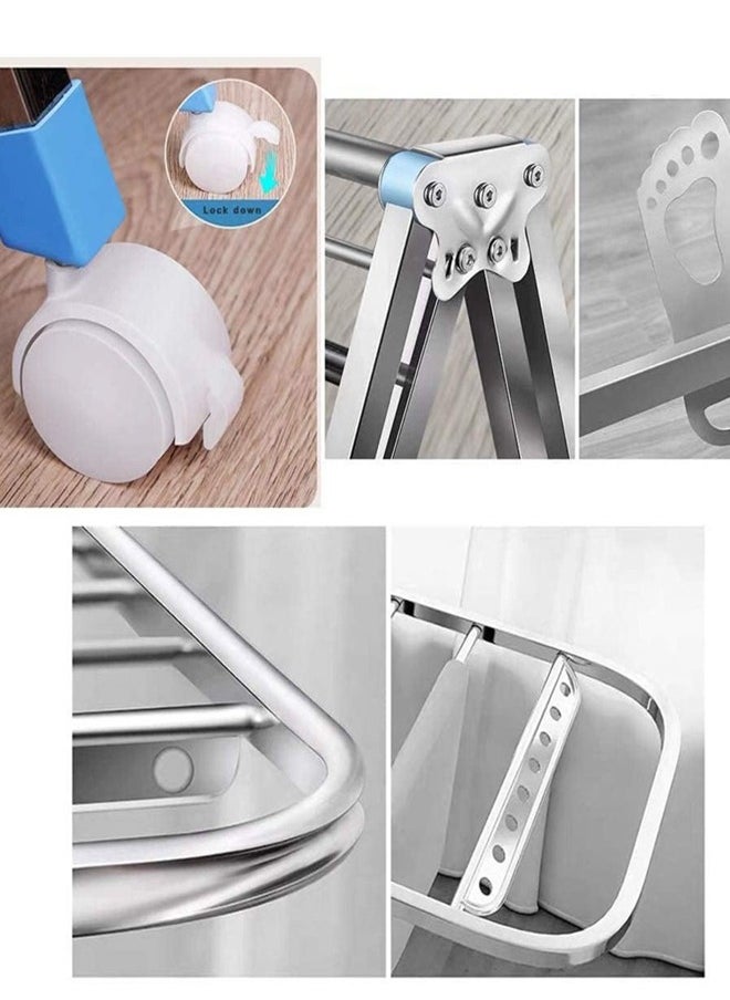 Foldable Clothes Drying Stand Stainless Steel Easy Storage Laundry Hanging Rack
