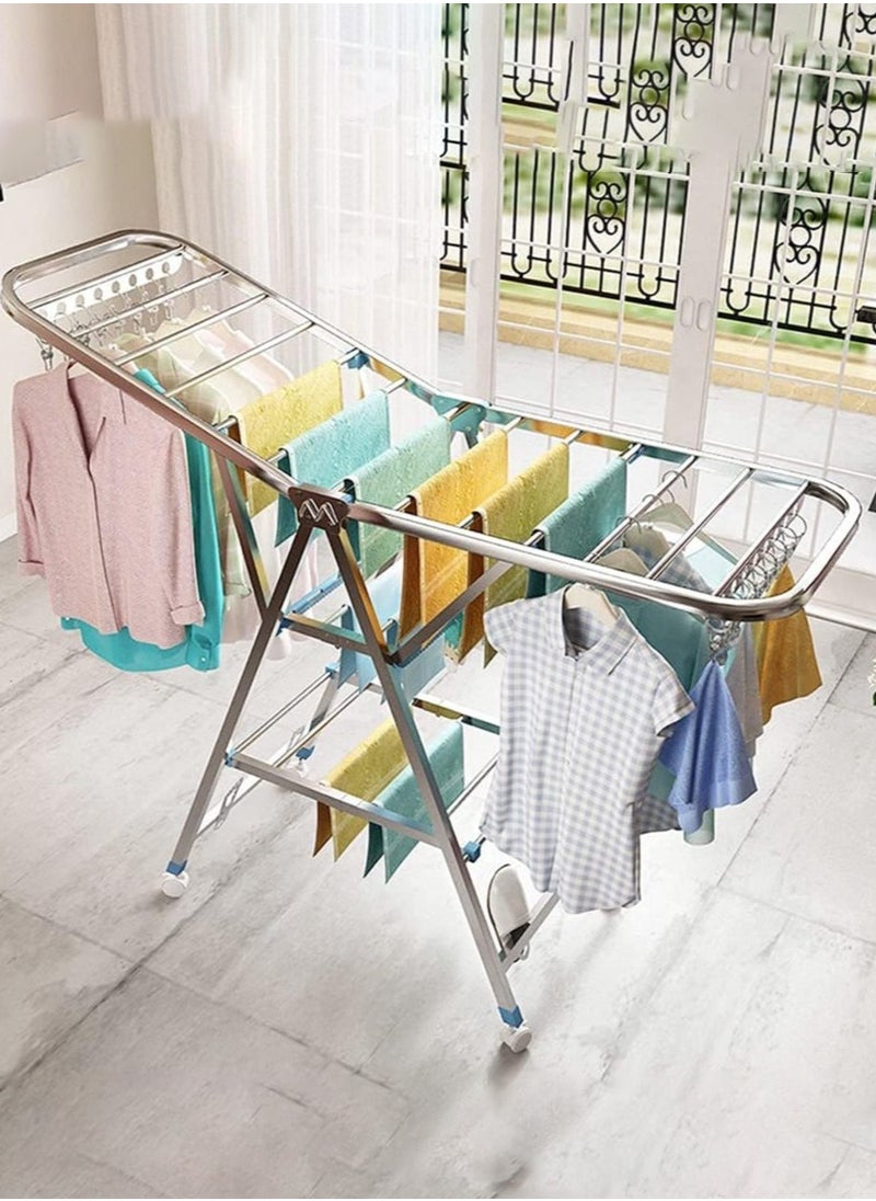 Foldable Clothes Drying Stand Stainless Steel Easy Storage Laundry Hanging Rack