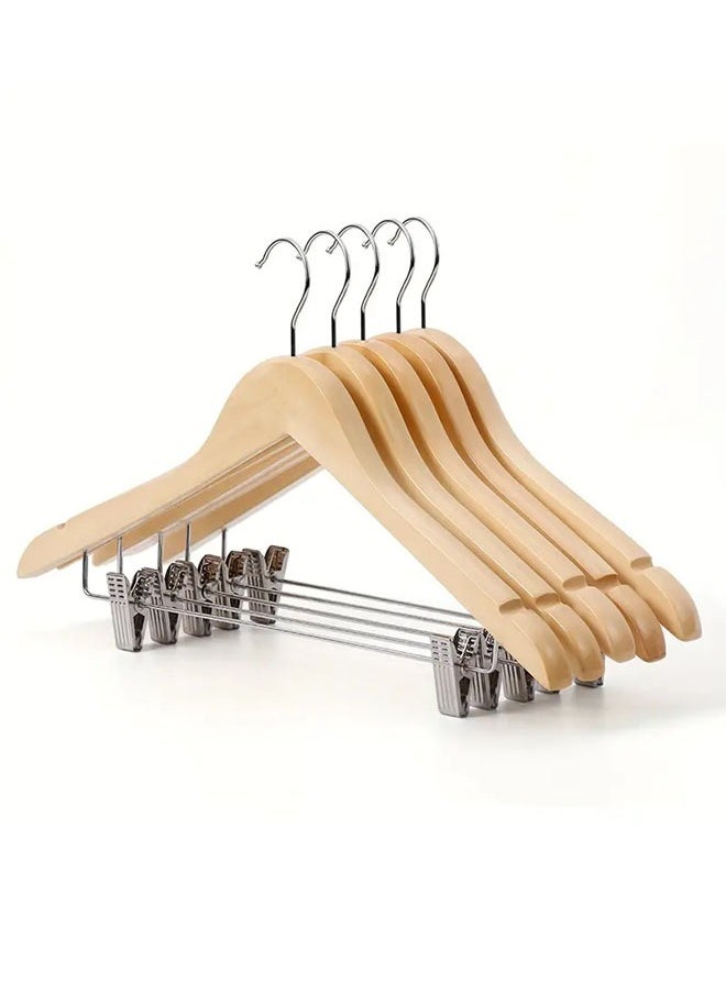 Pack of 5 High Quality Wooden Suit and Pants Rack with Shoulder Notches Hangers