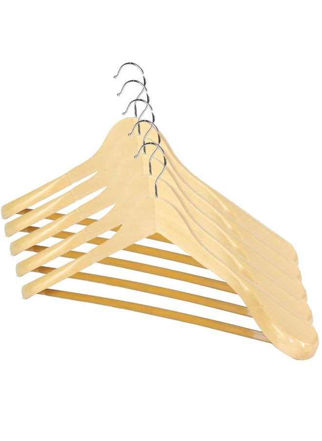 Pack of 5 Non-Slip Swivel Hook Wooden Hangers For Coat