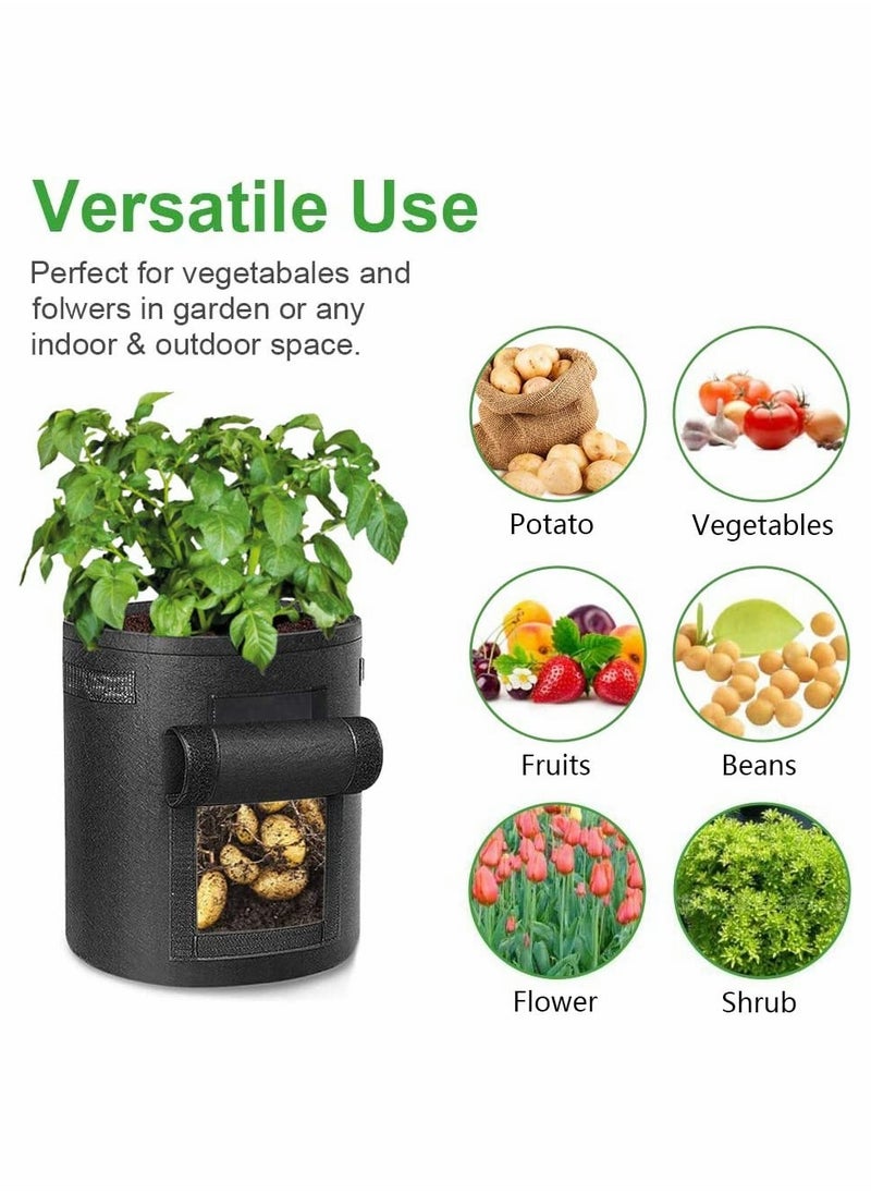 Potato Grow Bags 7 Gallon Plant Grow Bags with Flap Breathable Planting and Handles for Vegetables Flowers Tomato, Carrot, Gardening Plant Containers, 3Packs