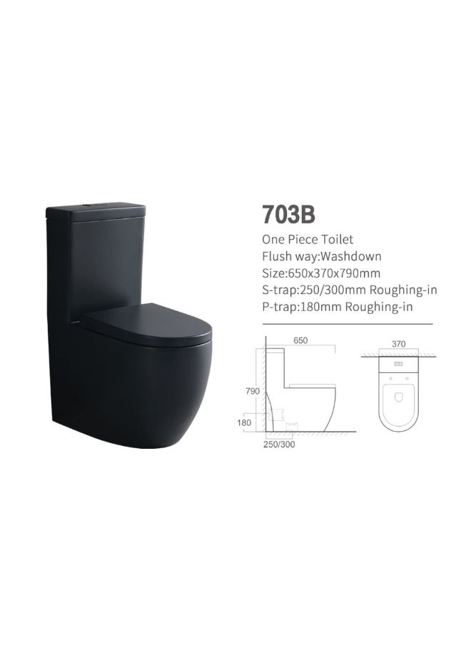 Milano Bravo WC S Trap Rimless 670*375*810 - Matte Black 1 Pc | Ceramic Water Closet S Trap | Toilet Bowl Water Closet WC Tank For Toilet Bathroom Washroom - Matt Black