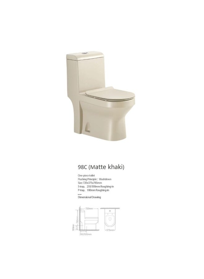 Milano Wc Model No. 98C S-Trap 250Mm Matte Khaki | Ceramic Water Closet S Trap | Toilet Bowl Water Closet WC Tank For Toilet Bathroom Washroom - Matt Khaki