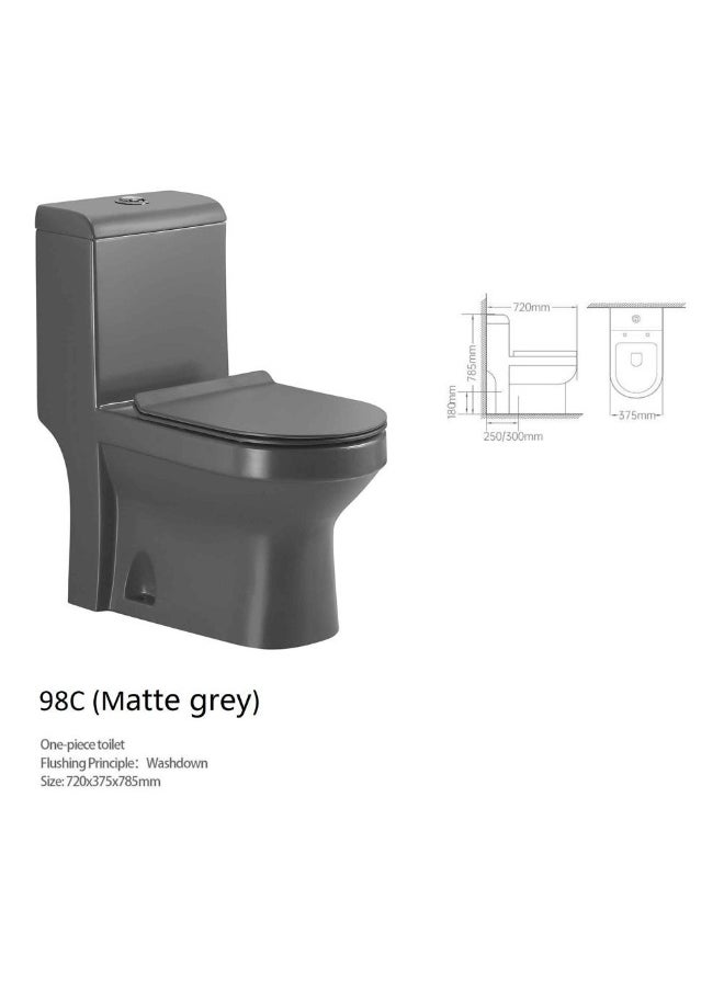 Milano One-piece WC S-Trap Matte Grey | Ceramic Water Closet S Trap | Toilet Bowl Water Closet WC Tank For Toilet Bathroom Washroom - Matt Grey