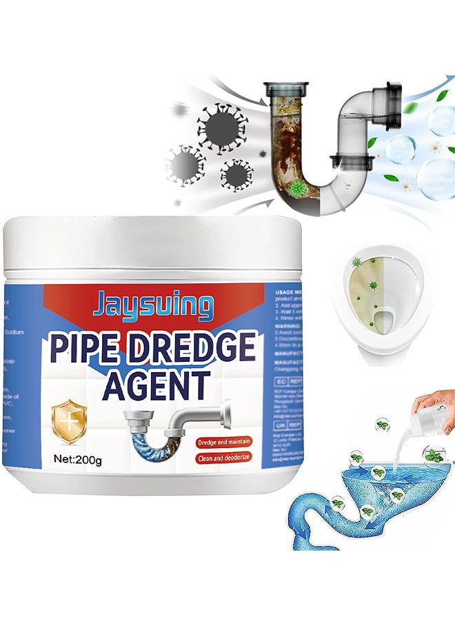 Pipe Dredge Agent, Bathroom Drain Cleaner, Powerful Pipe Excavator, Kitchen Sink Drain Cleaner, Home Sewer Toilet Kitchen Dredging Deodorant Clogged Channel Agent, Deep Cleaning And Quick Effect, 200G