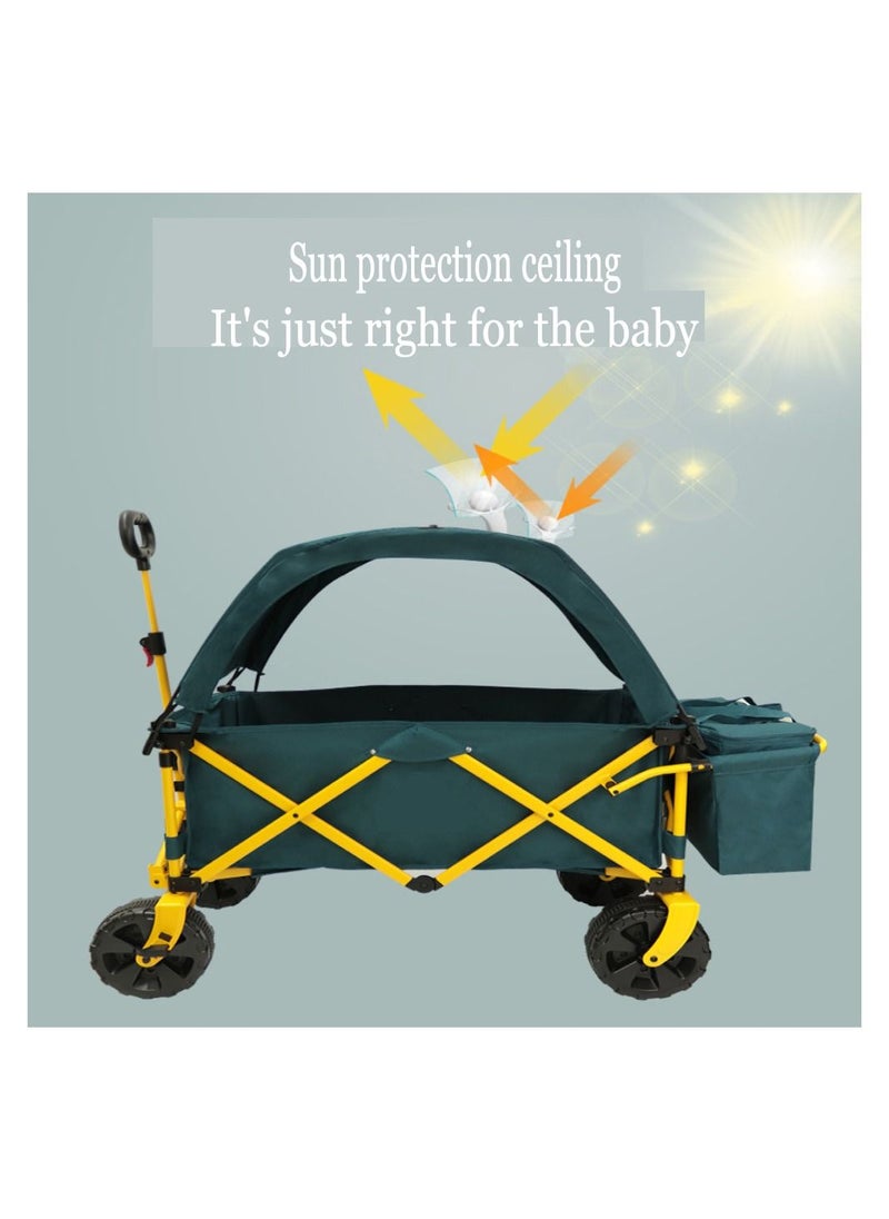 COOLBABY Family Shopping Cart Outdoor Camp Car Shade Walking Baby Camping Camping Rod Foldable Trailer With Canopy