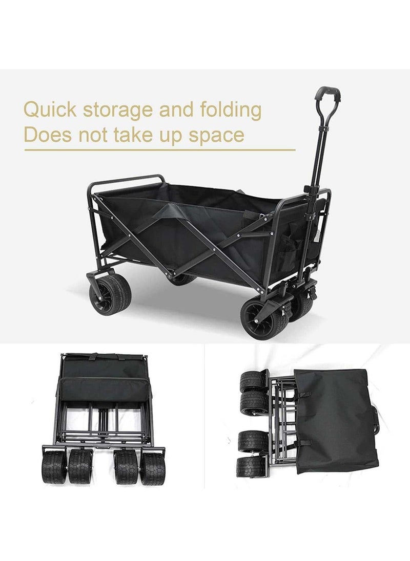 Heavy Duty Folding Trolley  Wheels Portable Beach Trolley for Garden Outdoor Camping Beach Sports Shopping Trolley Adjustable Handle