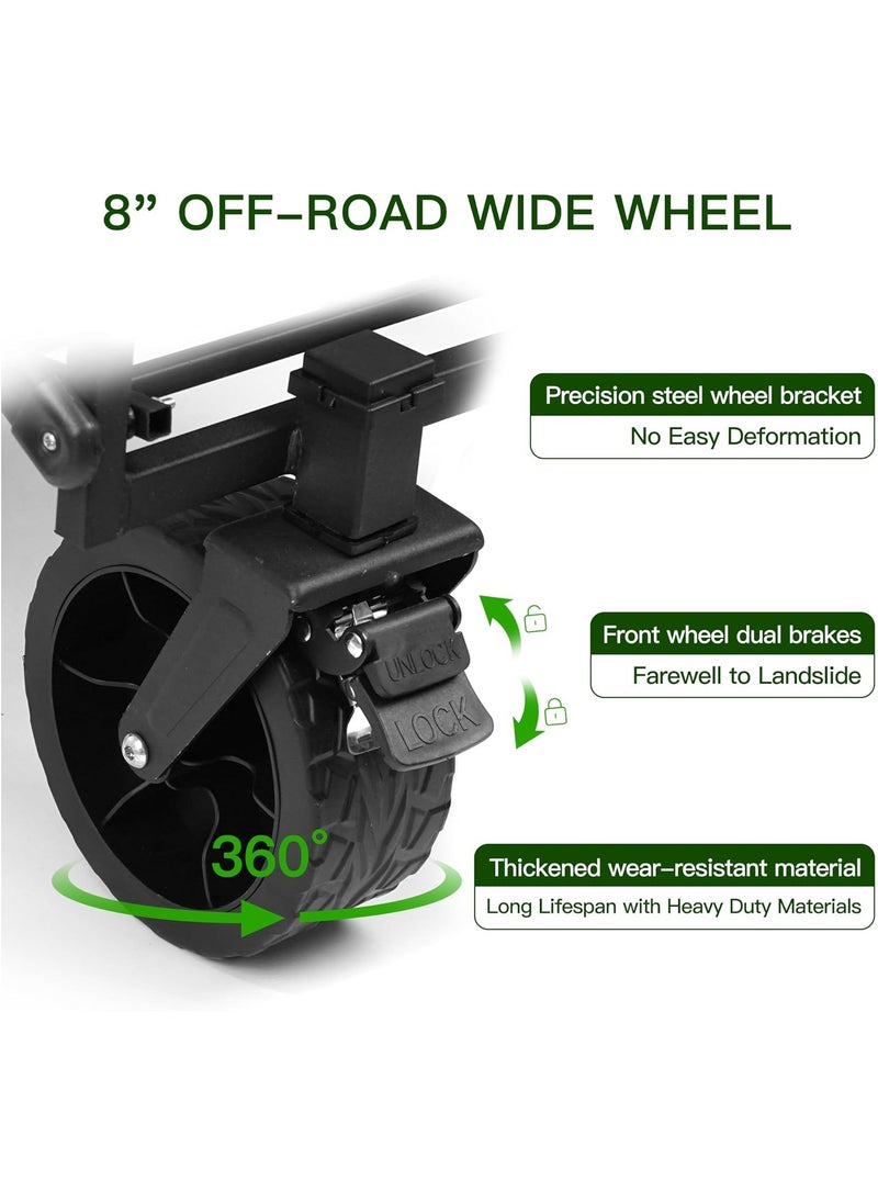 Folding Wagon Cart ShopingTrolley with Double Brake Universal Wheel Large Carrying Capacity Cart Adjustable Handle Sturdy Portable Foldable Trolley