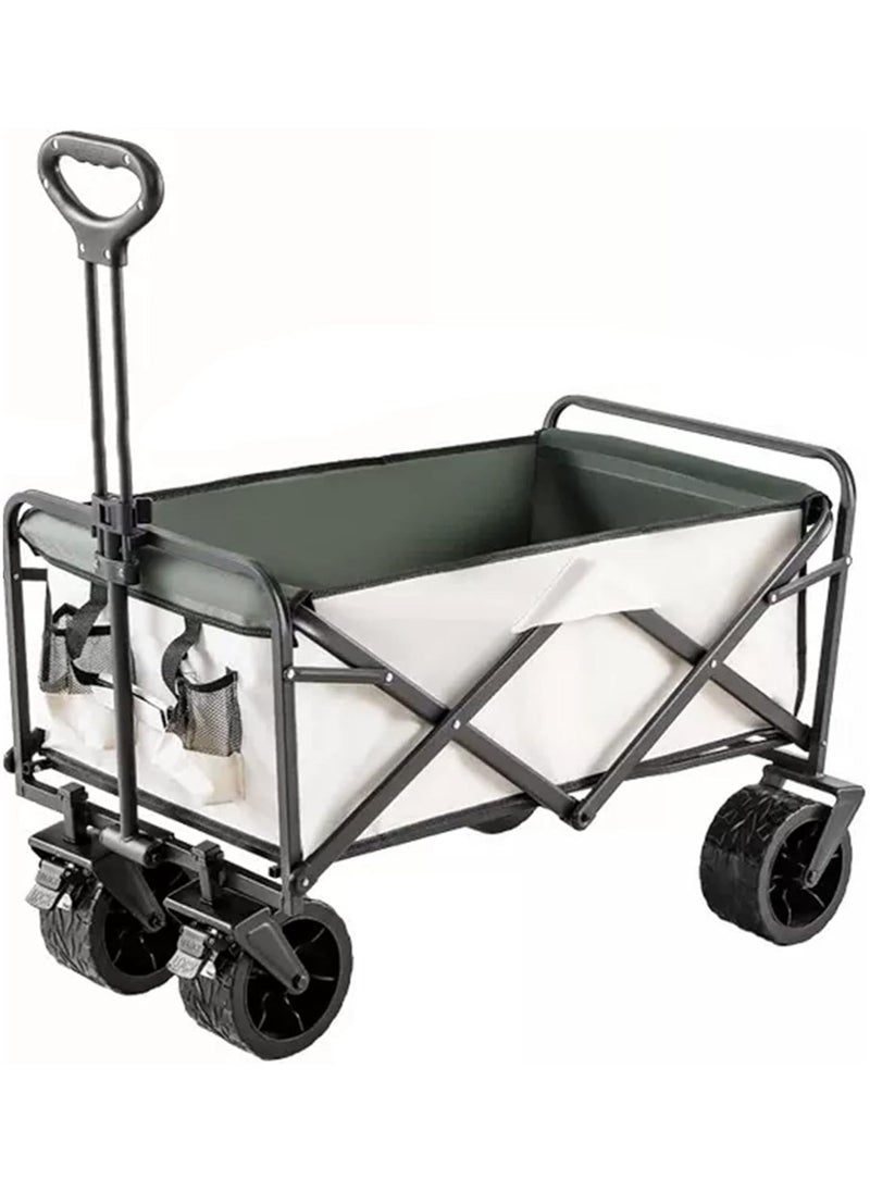 Folding Wagon Cart ShopingTrolley with Double Brake Universal Wheel Large Carrying Capacity Cart Adjustable Handle Sturdy Portable Foldable Trolley