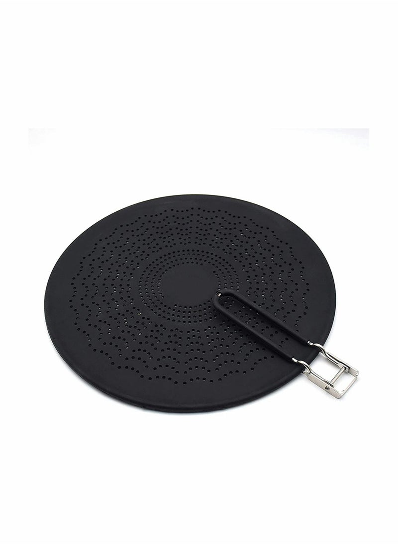 Silicone Splatter Screen, Pan Cover with Folding Handle, High Heat Resistant Oil Splash Guard, Heat Insulation Cooling Mat