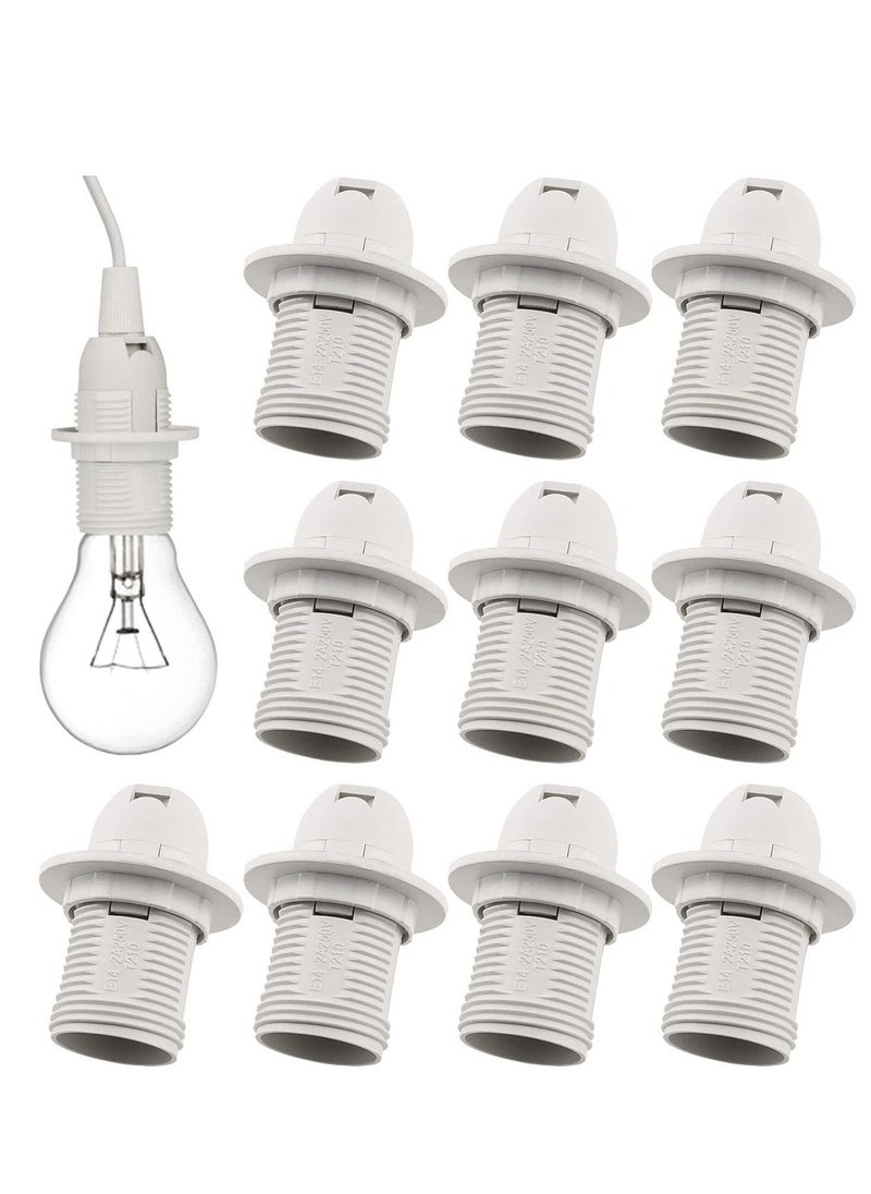 E14 Lamp Holder, 10 Pieces Screw Lamp Holder Light Bulb Adapter 250V 2A High Conductivity E14 Pendant Socket & Replacement Ring