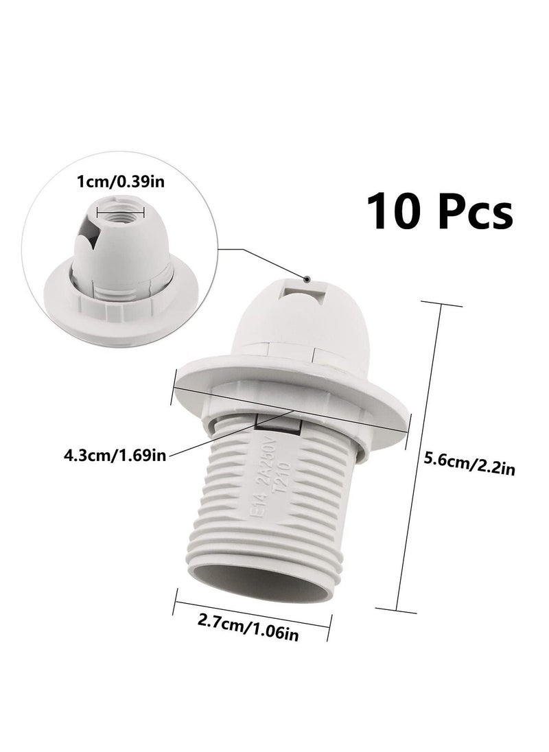 E14 Lamp Holder, 10 Pieces Screw Lamp Holder Light Bulb Adapter 250V 2A High Conductivity E14 Pendant Socket & Replacement Ring