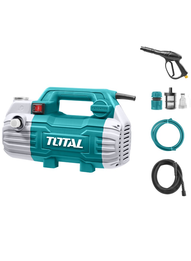 Super Total Electric High-Pressure Washer 1500W - TGT11236 - 100Bar Pressure, 8m Metal Hose & Spray Gun Included| for Efficient Cleaning Cars, Home & Garden