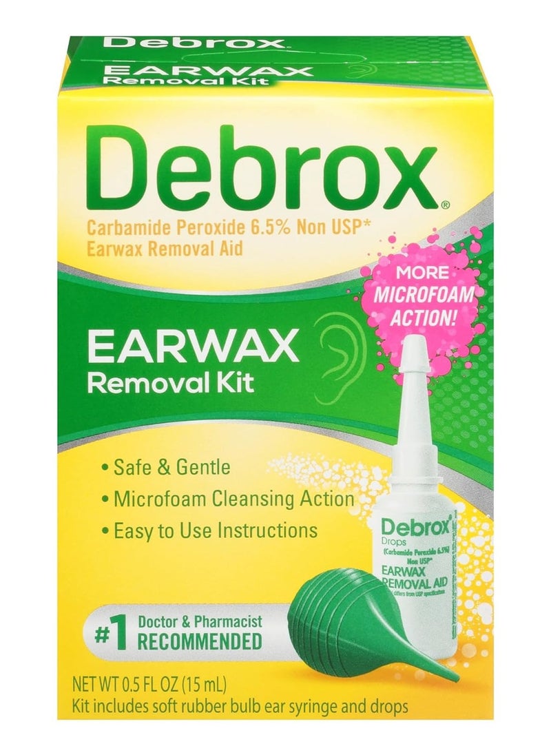 Ear Wax Removal Kit - Includes Bulb Syringe and 0.5 Fl Oz Removal Drops for Cleaning Ears