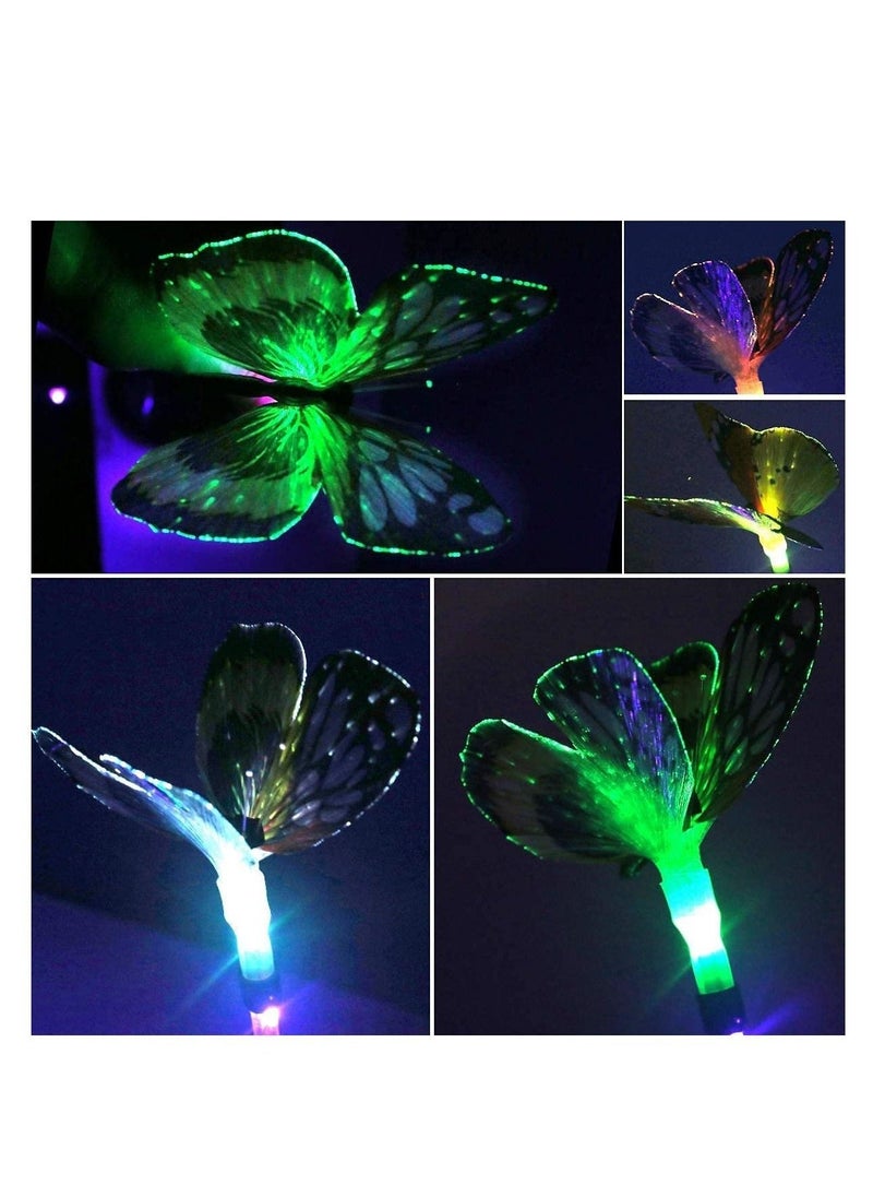 3 Pack Solar Stake Light Multi Color Changing LED Garden Lights Fiber Optic Butterfly Decorative Lights Solar Powered with a Purple LED Light Stake