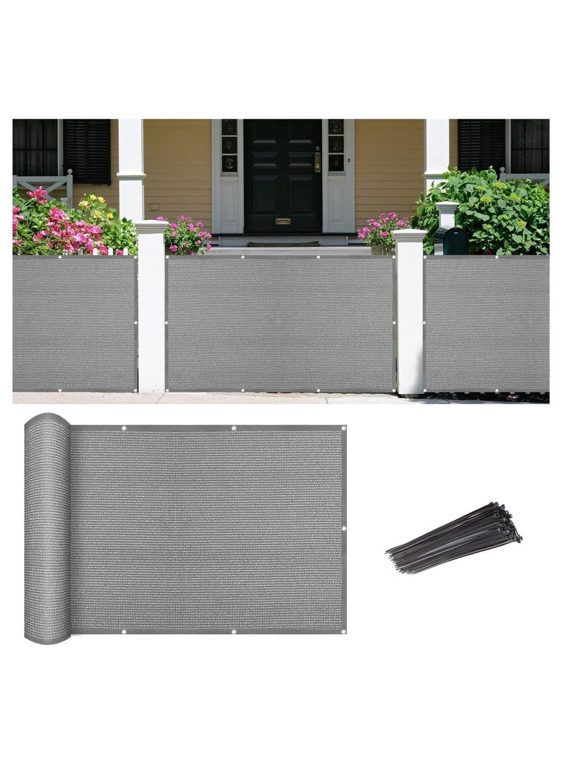 Balcony Screen Privacy Fence Cover 2.5' x 10' Sand Fence Netting Mesh Shade Cloth Fabric UV Protection for Apartment Balcony Railing Porch Outdoor, Backyard, Patio, Included Cable Ties Rope（Gray）