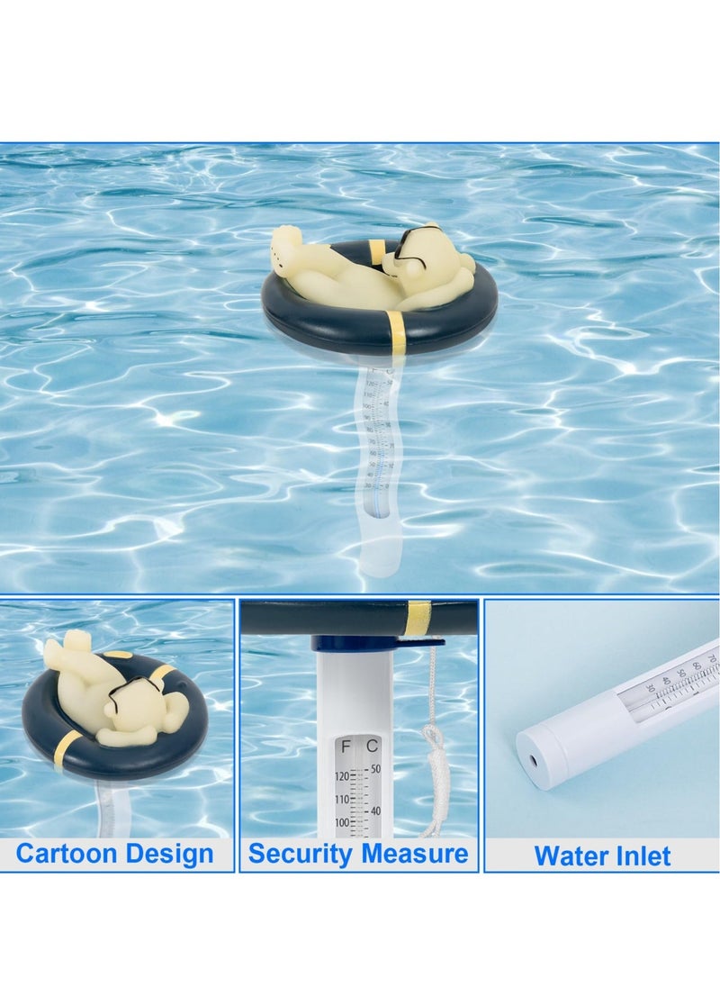 Pool Thermometer Floating Easy Read, Leisurely Polar Bear Water Thermometer for Ice Bath with String, for Outdoor, Indoor Swimming Pools, Spas, Hot Tubs & Aquariums