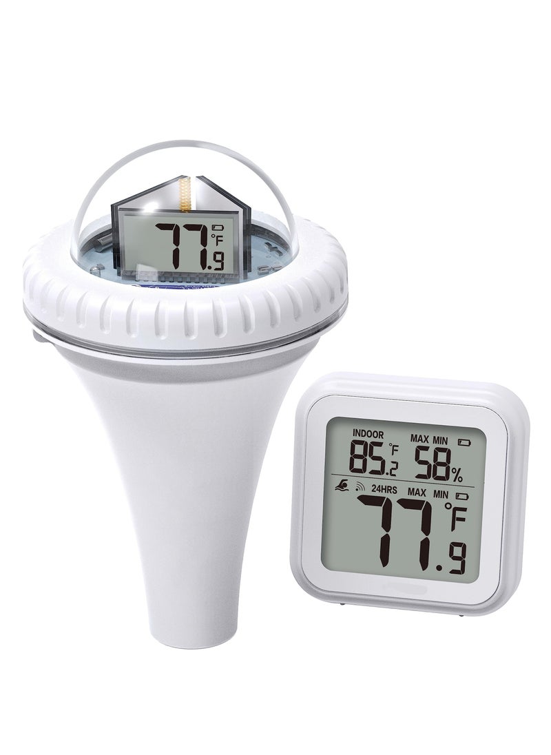 Pool Thermometer Wireless, Digital Pool Thermometer Floating with Remote Temperature Receiver for Outdoor, Indoor Swimming Pools