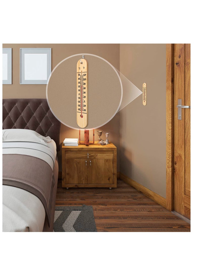 Wall Thermometer, Indoor Outdoor Thermometers, 10.5 Inch Wooden Double Scales Thermometer, for Home, Office, Patio, Porch, Warehouse, Greenhouse Garden Weather (3 Pcs)