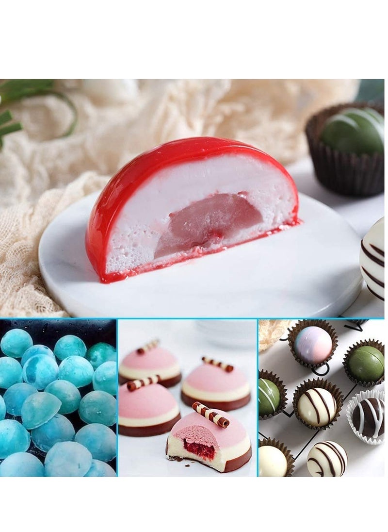 24 Cavity Silicone Half Round Chocolate Ice Mold Decorating Tools For Dessert Mousse(Pack Of 1,Color:Multi, 29.3X17X1.4 Cm)