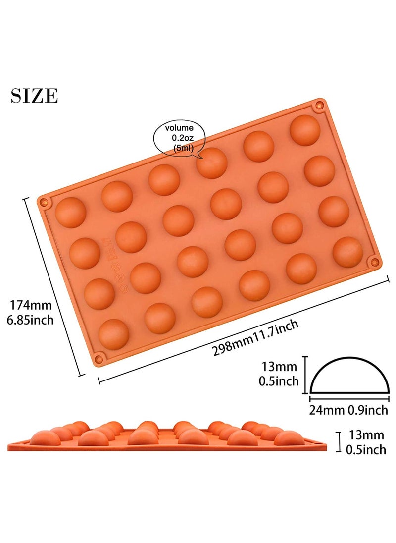 24 Cavity Silicone Half Round Chocolate Ice Mold Decorating Tools For Dessert Mousse(Pack Of 1,Color:Multi, 29.3X17X1.4 Cm)