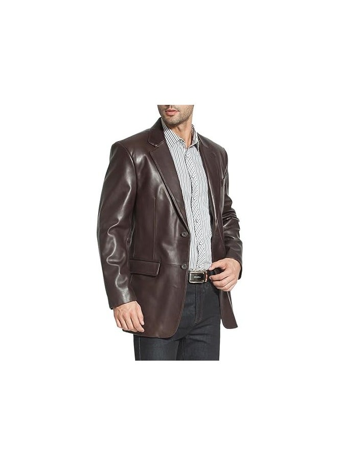 Men Richard Classic Leather Blazer Lambskin Sport Coat Jacket - Men Slim Fit Leather Jacket