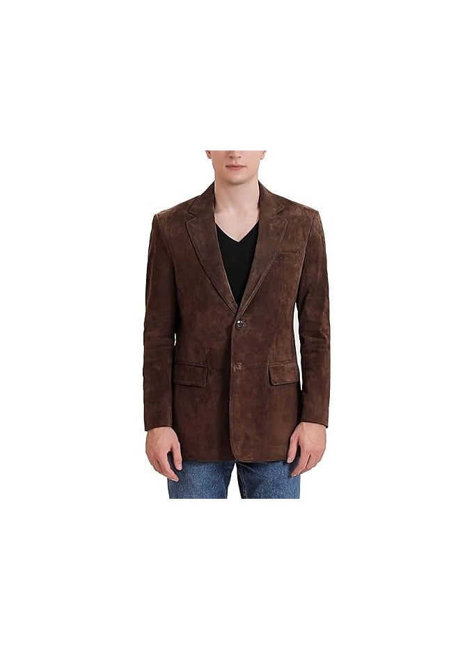 Men Richard Classic Leather Blazer Lambskin Sport Coat Jacket - Men Slim Fit Leather Jacket