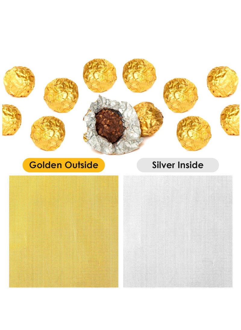 Foil Candy Wrappers, 300 Pieces 4x4 inches Golden Aluminium Foil Candy Wrappers Square Chocolate Molds Sugar Tin Foil Wrappers for DIY Candy Chocolate Packaging by Party Wedding Birthday