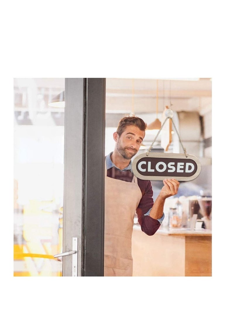 Open/Closed Sign, Open Signs for Business, Wooden Shop Door Sign Double, Suitable for Stores, Restaurants Offices Retail Shops (Grey, Brown)