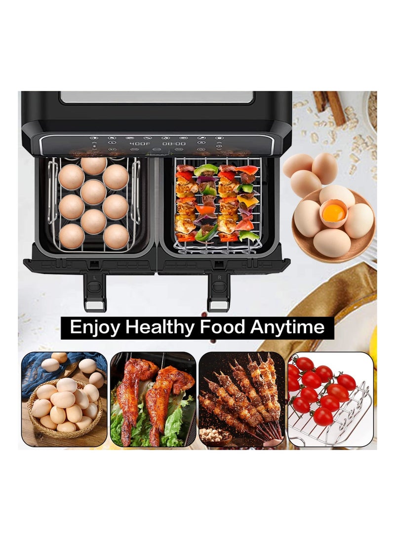 Air Fryer Rack, Compatible for Ninja Dual Air Fryer, Layered Dehydrator Racks, Air Fryer Accessories Compatible with Ninja Food Dual Zone Air Fryer (AF451UK)(AF300UK)(AF400UK)(2PCS )