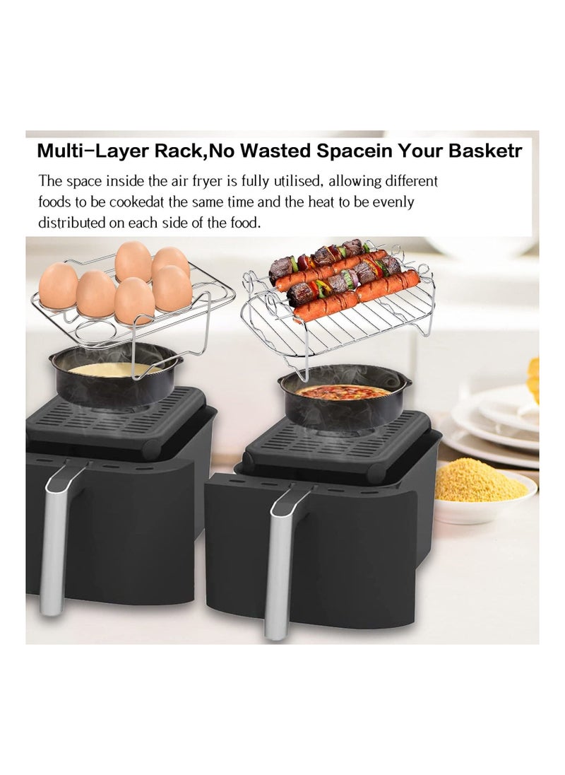 Air Fryer Rack, Compatible for Ninja Dual Air Fryer, Layered Dehydrator Racks, Air Fryer Accessories Compatible with Ninja Food Dual Zone Air Fryer (AF451UK)(AF300UK)(AF400UK)(2PCS )