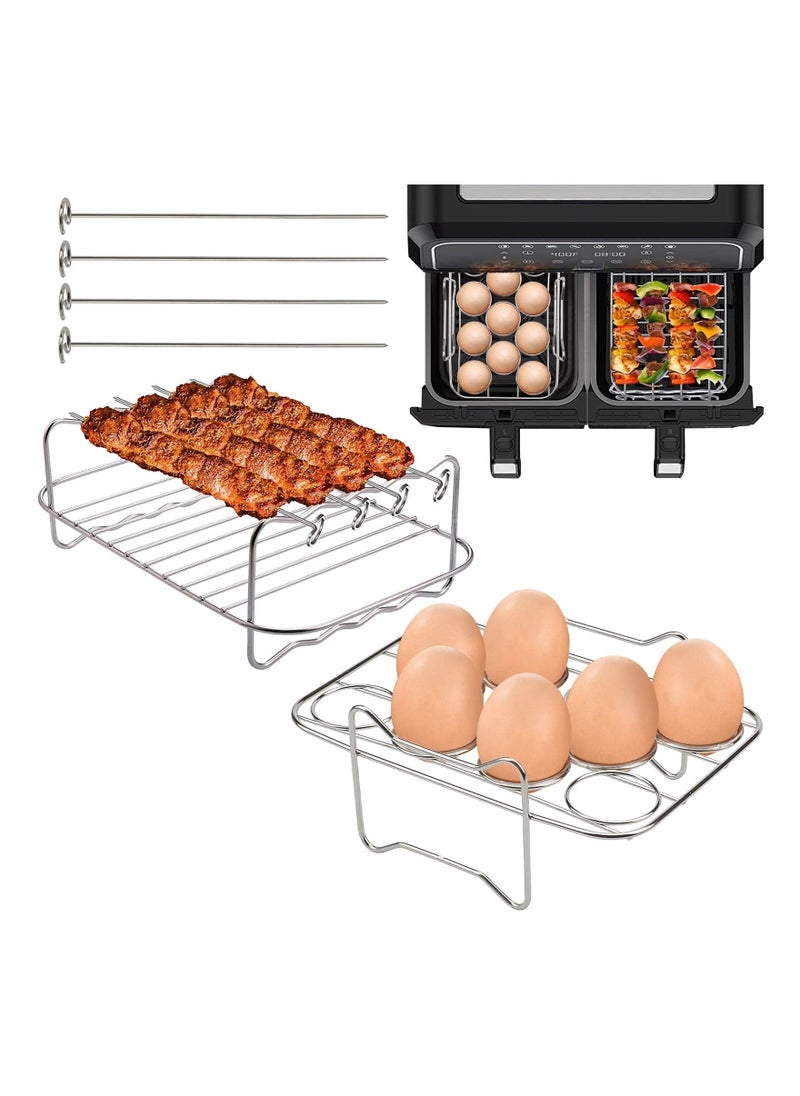 Air Fryer Rack, Compatible for Ninja Dual Air Fryer, Layered Dehydrator Racks, Air Fryer Accessories Compatible with Ninja Food Dual Zone Air Fryer (AF451UK)(AF300UK)(AF400UK)(2PCS )