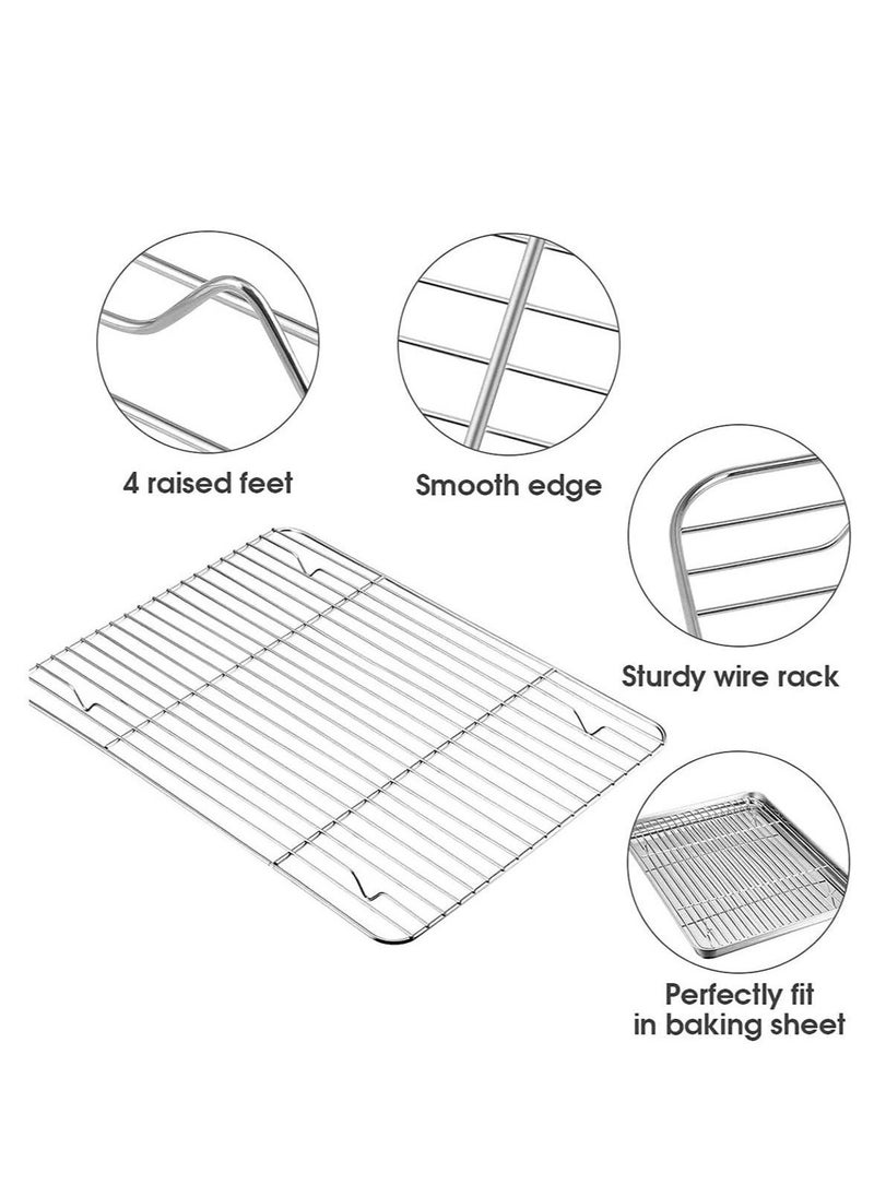 Baking Sheet Nonstick Baking Pans with Rack Set 1 Sheets+1 Rack Stainless Steel Cookie Sheet Pan with Cooling Rack for Oven 16