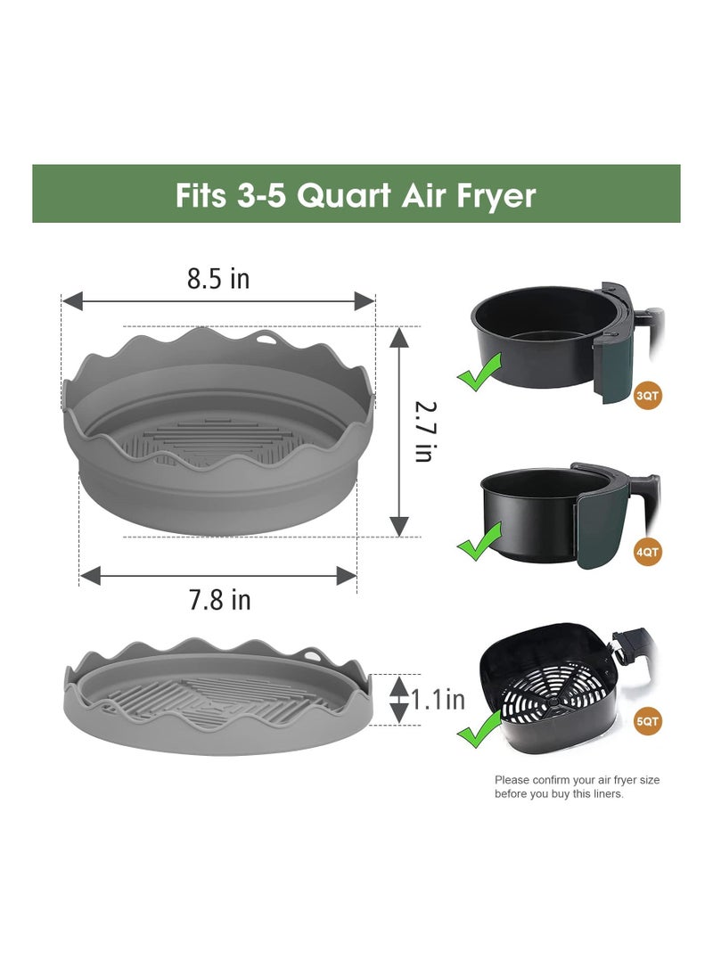 Air Fryer Silicone Liners, 2 Pack 7.8 inch Foldable Air Fryer Accessories, Reusable Replacement Oven Insert Round Baking Tray, Easy Cleaning Food Safe Silicone Bowl for 3 to 5 Qt Air Fryer Pot