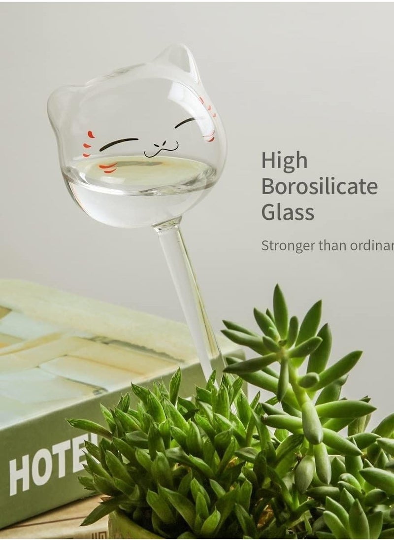 Plant Waterer Plastic Plant Watering Globes Self-Watering Bulbs Large Garden Watering Stakes Automatic Irrigation Device for Indoor Outdoor Plants Hand Blown Clear Glass for Indoor 3 Cats