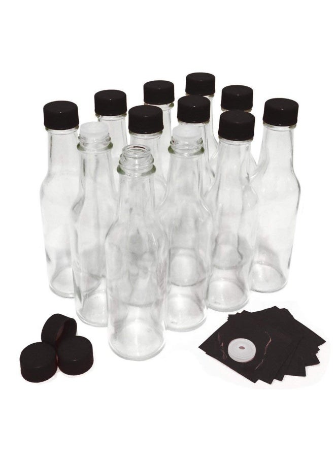 Nicebottles Hot Sauce Bottles With Black Caps And Shrink Bands  5 Oz - Case Of 12