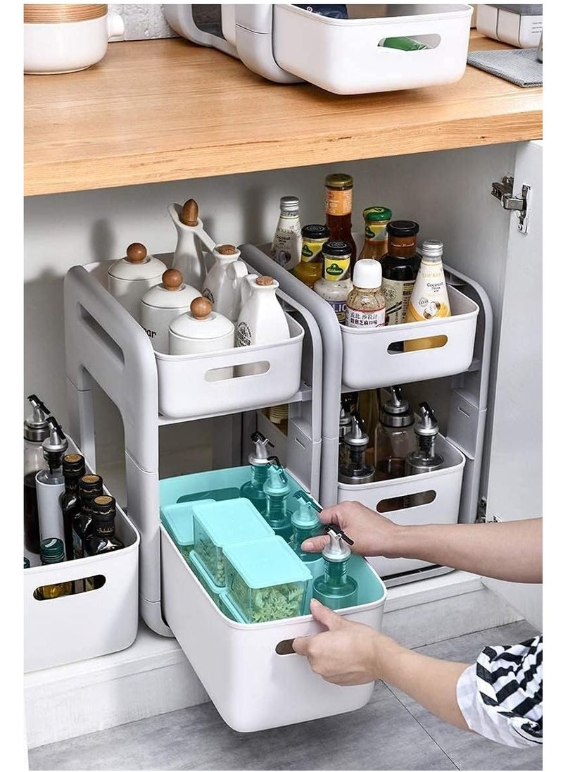 Pack of 2 Plastic Bins – Versatile Storage Organizers for Kitchen, Bathroom, Under-Bed, and Closet Organization, Stackable Bins for Home Storage, Durable Plastic Storage Bins, Space-Saving Organizers for Household Items, Multi-Purpose Storage Solution