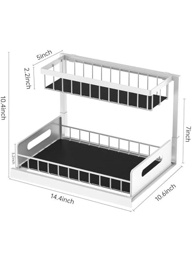 Under Sink Organizer, Pull Out Cabinet Organizer 2 Tier Slide Out Sink Shelf Cabinet Storage Shelves, Under Sink Storage for Kitchen Bathroom Cabinet (Black)