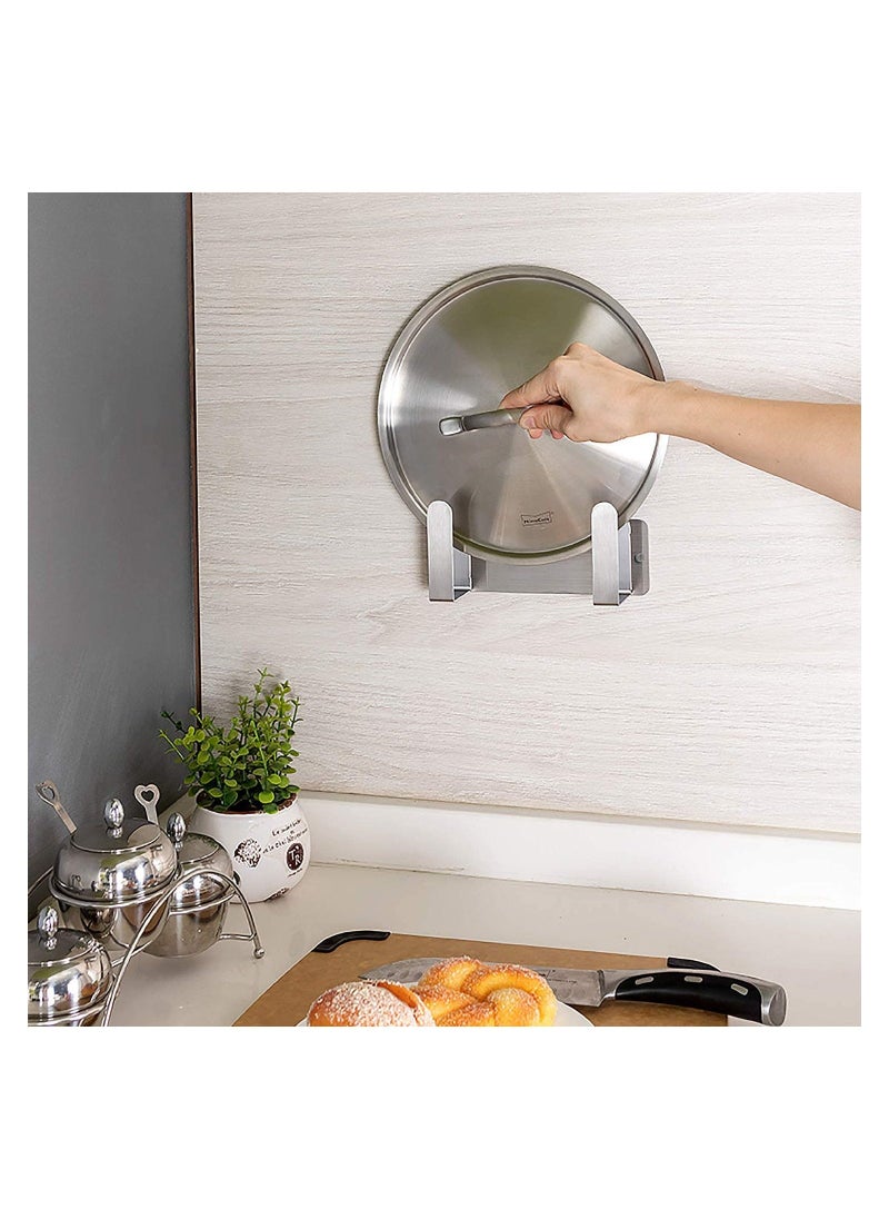 Pot Lid Holder, Stainless Steel Wall Mounted Pot Lid Rack, Kitchen Cabinet Cutting Board Organizer, Practical Drain Rack with Screws