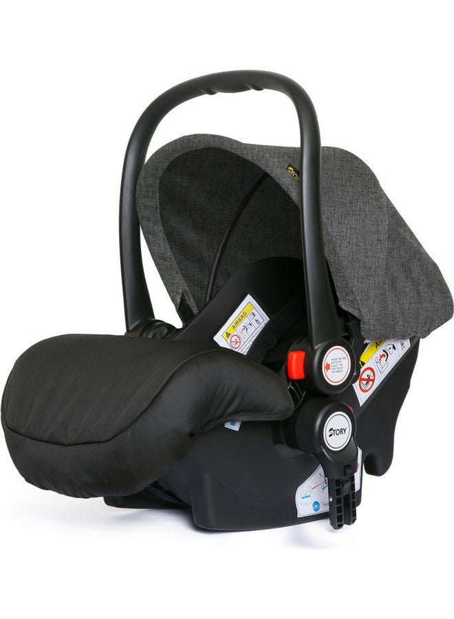 3 In1 Pram Stroller Sleeping Bassinet And Extra Wide Seat With Wide Canopy, Spill Proof Mat - Black