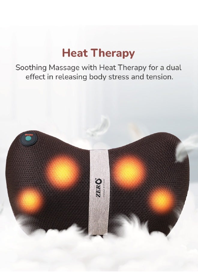 ZERO HEALTHCARE Mellow Shiatsu Massage Pillow with Heat Therapy for Neck, Back, and Shoulder Pain Relief, Electric for Relax Muscles Fatigue