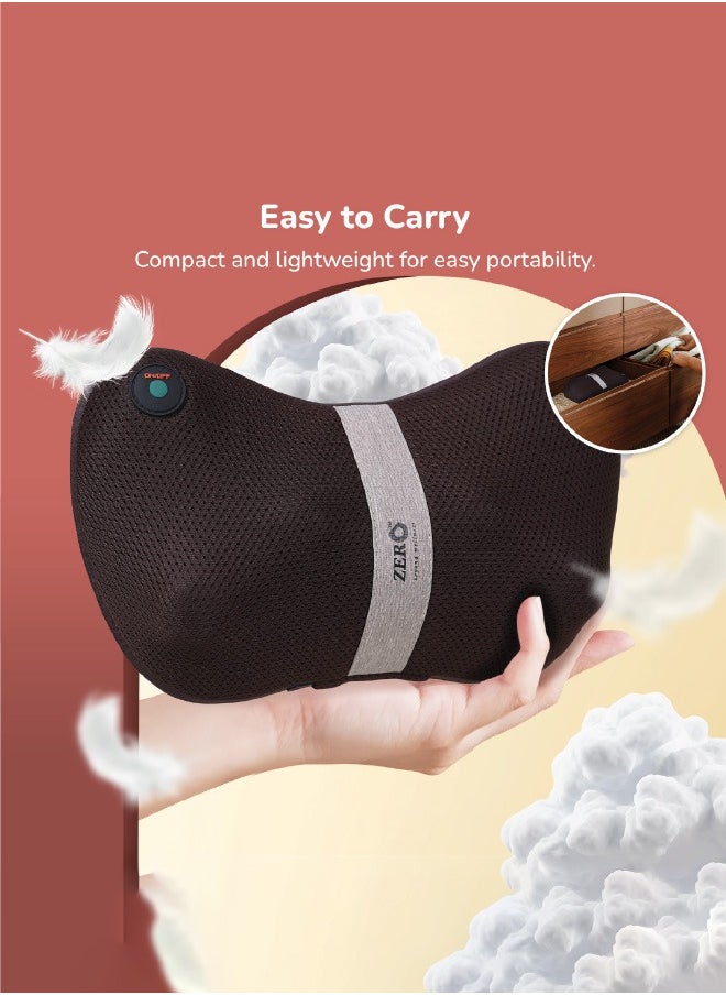 ZERO HEALTHCARE Mellow Shiatsu Massage Pillow with Heat Therapy for Neck, Back, and Shoulder Pain Relief, Electric for Relax Muscles Fatigue