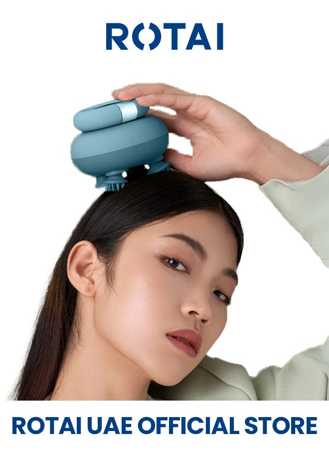 Premium Electric Head & Scalp Kneading Massager – Waterproof Soft Silicone, 4 Massage Heads, 84 Tentacles for Deep Relaxation & Brain Fatigue Relief | Multi-Purpose for Scalp & Full-Body Stress Relief (Blue)