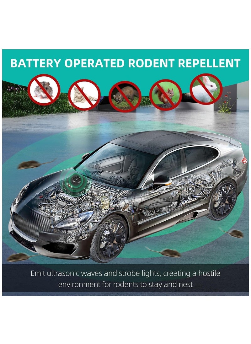 2-Pack Upgraded Ultrasonic Rodent Repellent with Strobe Light for Cars, Trucks, and RVs - Effective Protection Against Mice, Rats, and Squirrels for Your Vehicle's Engine.