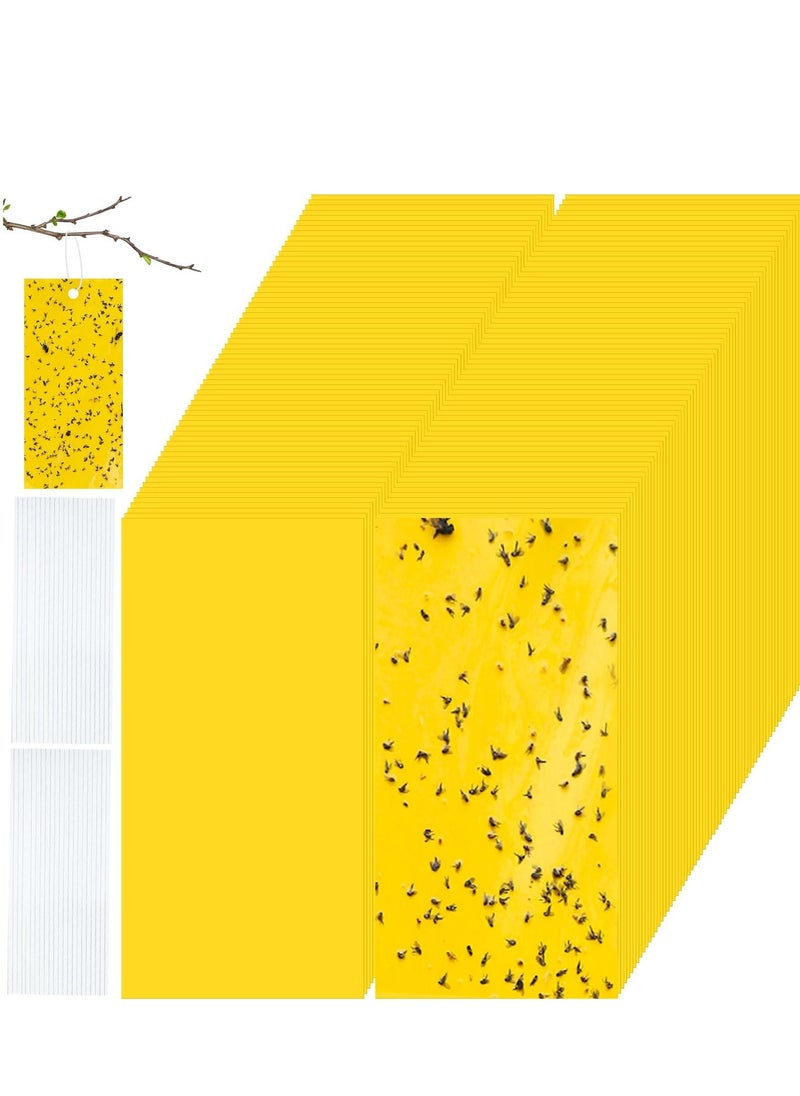 Fruit Fly Trap, 100Pack Yellow Double Sided Sticky Gnat Traps Killer, Yellow Gnat Traps Sticky Traps for House Indoor Outdoor Flying Plant Insect, Fungus Gnats Whiteflies Aphids Leaf Miners, 20X10CM