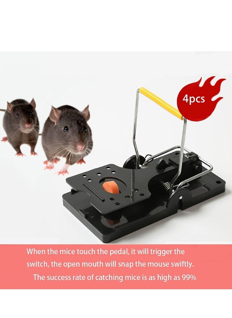 Mouse Traps, 4 Pcs Small Rat Traps That Work, Mice for House Reusable Snap Trap High Sensitive Catcher Home Indoors Outdoors